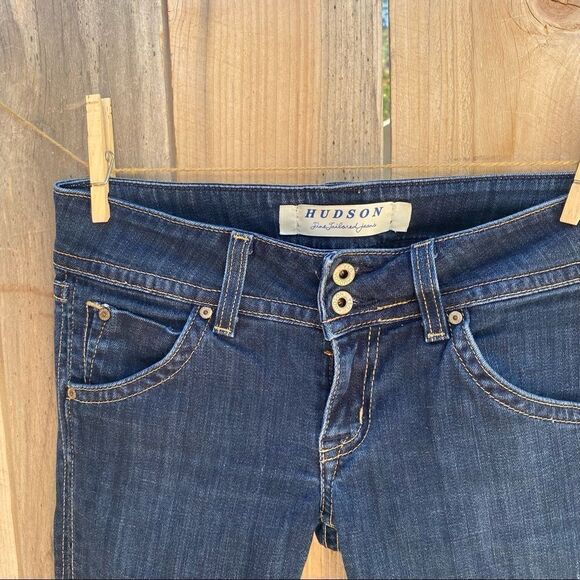 Vintage Y2K Hudson low rise Blue Dark Rinse Signature Wash Boot Cut Jeans sz 26 - Picture 6 of 12